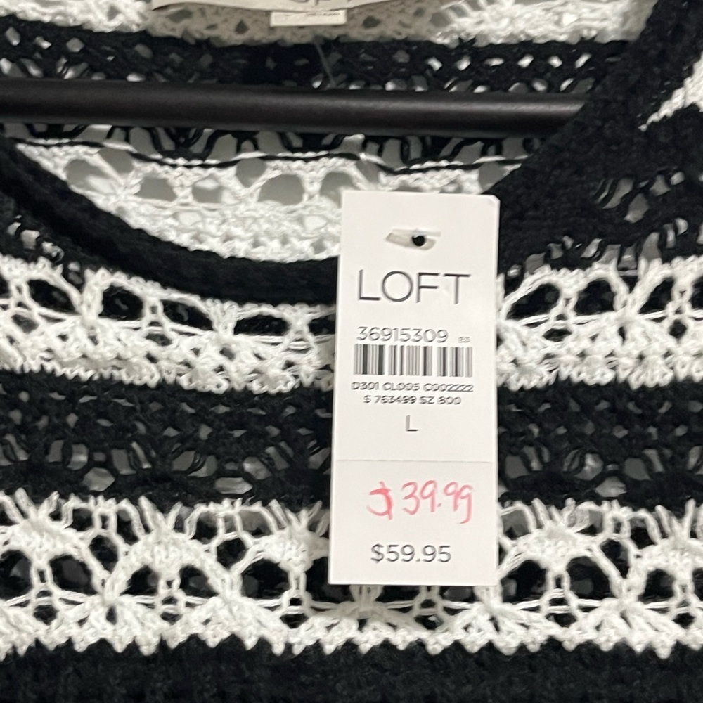 Loft Crochet Ruffle Sleeve Top Large - Picture 7 of 10